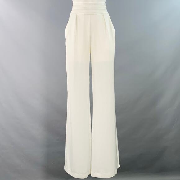 RAMY BROOK Size 0 White Pleated Wide Leg Side Zipper Dress Pants - Picture 1 of 5